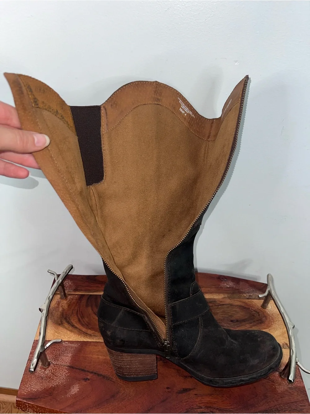 Børn Loreza Timberwolf Brown Leather Tall Harness Moto Boots Women 8.5 40